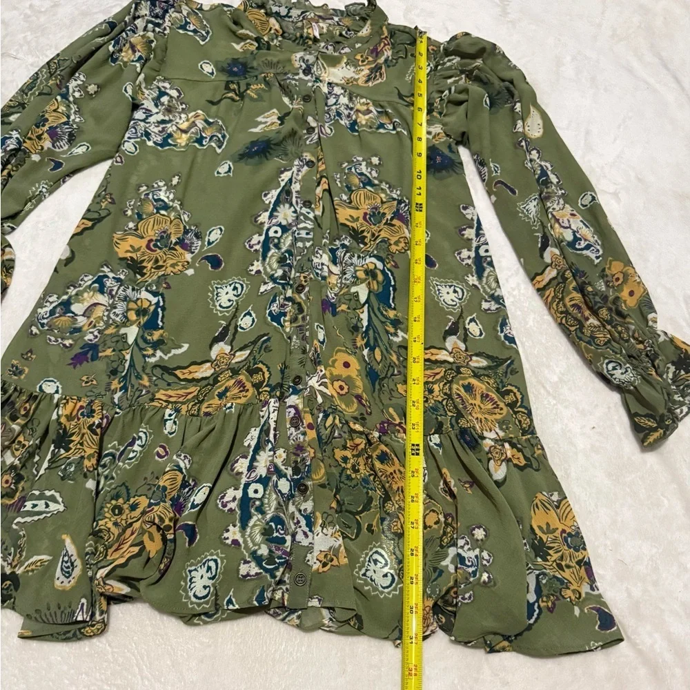 Free People Green and Orange Ruffled Tiered Sundress - Picture 5 of 9